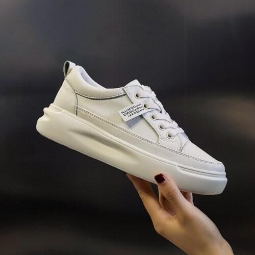 Big Size Women Sneakers Autumn Leather Light White Sneaker Female Platform Vulcanized Shoes Spring Casual Breathable Sports Shoe