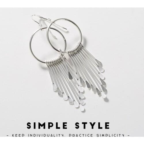 Round Ring tassel eardrop simple personality geometric Japanese, European and American ladies' Earrings accessories