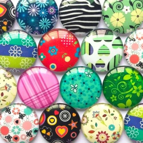 ZEROUP Round Glass Cabochon 12mm 20mm Mixed Pattern Handmade Diy Embellishments Suppies for Jewelry Clasps Craft TP-389