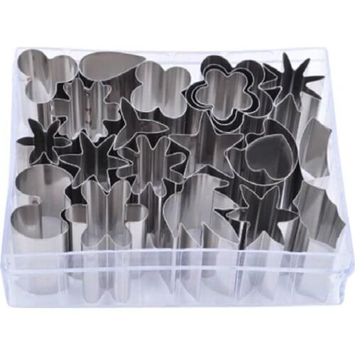Kitchen DIY Cookie Tools Stainless Steel Biscuit Mould Graphic Cake Geometric Pattern Baking Mold With Box 24pcs/set