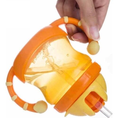 220ml Cute Baby Cup Kids Children Learn Feeding Drinking Water Straw Handle Bottle Mamadeira Sippy Training Cup Baby Feeding Cup