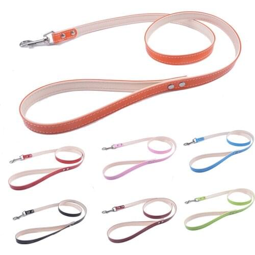Padded Pet Lead Leashes For Dogs Cats Soft Pu Leather Dog Leash Puppy Pet Dog Supplies Pink Red Green Orange Black Color