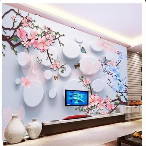 Beibehang wall wallpaper 3d Anaglyph background circle photography Plum relief bedroom paper mural murals-3d papel de parede