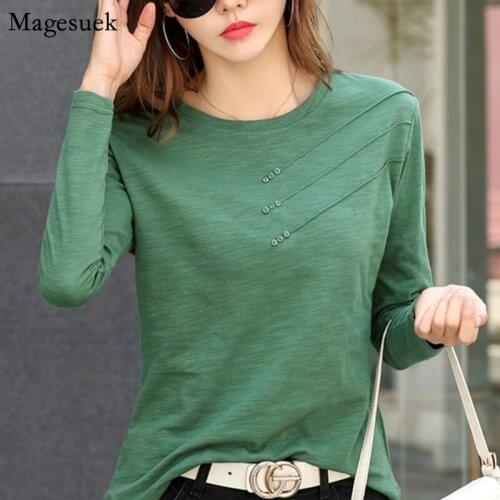 Cotton Solid Long Sleeve Shirt Blouses Women Casual New Spring O-Neck Loose White Blouse Shirts Office Ladies Shirt Tops 10800