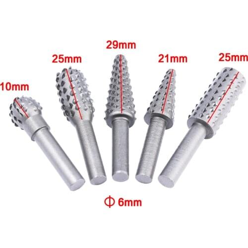 Onnfang 1/4" Shank Rotary Craft Files 5 Pcs High Quality Rotary Rasp File Rasp Burrs Wood Bits Grinding Woodworking Hand Tool