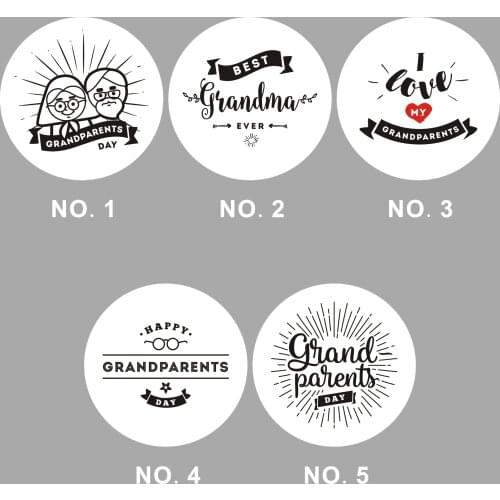 Wholesale 230PCS 6CM DIY Design Pattern Wrapping Sticker Festival In celebrate of Grandparents Day Self Adhesive PackingCircular