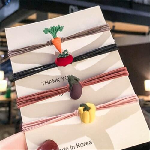 Girl Kids Elastic Hair band Rubber Tie Child Vegetable Fruits Hair Accessories резинки для волос gumka do wlosow Wholesale