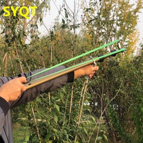 New Telescopic Sliding Powerful Stainless Steel Slingshot Outdoor Hunting Shooting Long Rod Precision Slingshot Catapult Toy