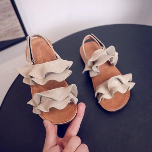 Girls Sandals 2021 Summer Ruffled Kids Princess Shoes Little Girls Beach Shoes Soft Sole Baby Sandals For Girl Children Shoes