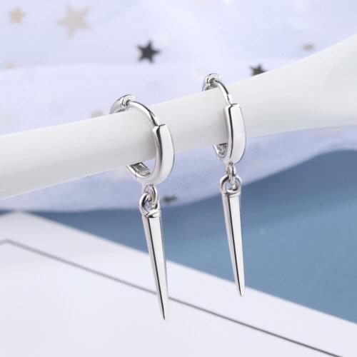New Fashion Simple Hoop Earrings Bohemia Tiny Huggies With Small Cone Pendants Minimal Dangle Earring Piercing Hoops Accessory