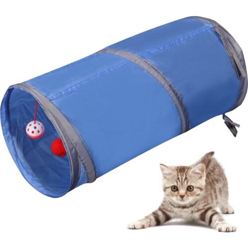 Funny Pet Cat Tunnel 2 Holes Play Tubes Balls Collapsible Crinkle Kitten Toys Puppy Ferrets Rabbit Play Dog Tunnel Tubes