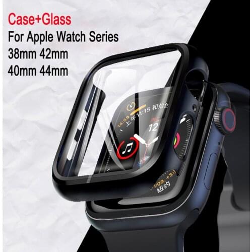 Glass+Case For Apple Watch Serie SE 6 5 4 44mm 40mm Bumper Screen Protector+Cover For iwatch 1 2 3 42mm 38mm Accessorie
