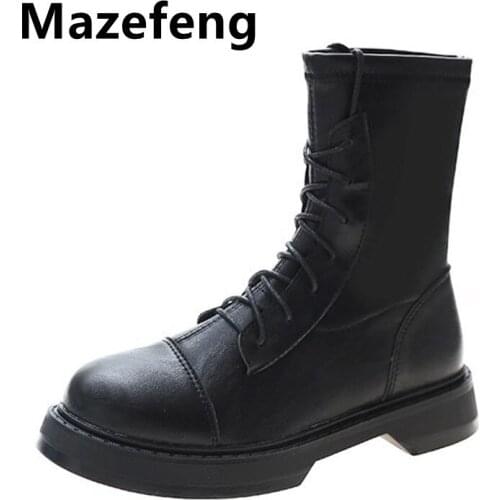 2020 New Buckle Winter Motorcycle Boots Women British Style Ankle Boots Gothic Punk Low Heel ankle Boot Women Shoe Plus Size 40