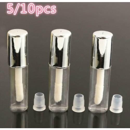 1.2ML Cosmetic Gloss Lip Glaze Brush Containers Makeup Lipstick Balm Refillable Bottle Silver Cover Lipgloss Lip Oil Wand Tube