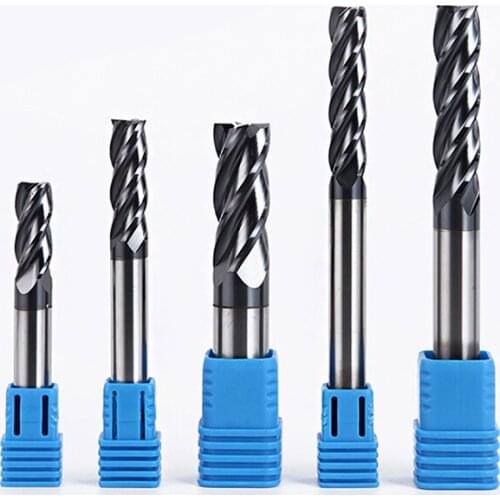 1mm 2mm 3mm 4mm 5mm 6mm 8mm 10mm Four 4 Flutes HRC55 Tungsten Carbide Flat square End Mills Spiral Bits CNC Endmill Router Bits
