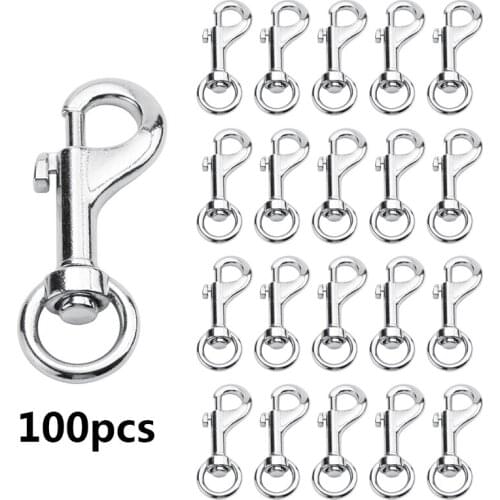 100pcs 53.5mm Chaveiro Heavy Duty Strong Zinc Alloy Swivel Snap Hook Key Ring For Keychain DIY Dog Bag Accessories Nickel Plated