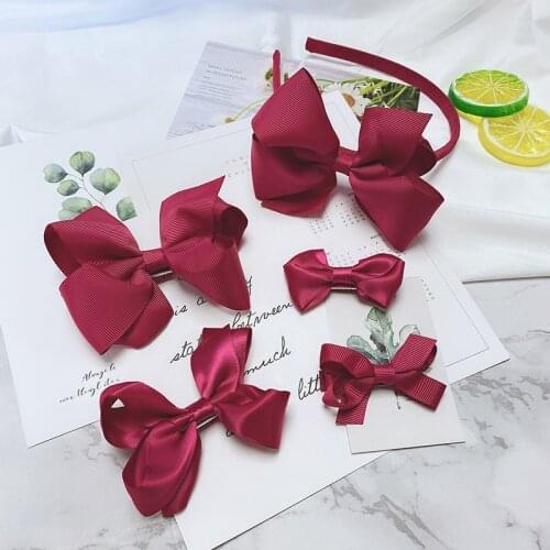 2021 New Fashion Three-piece Set Mother Baby Child Baby Girl Bowknot Hairpin Headband Accessories Parent-child Family Headdress