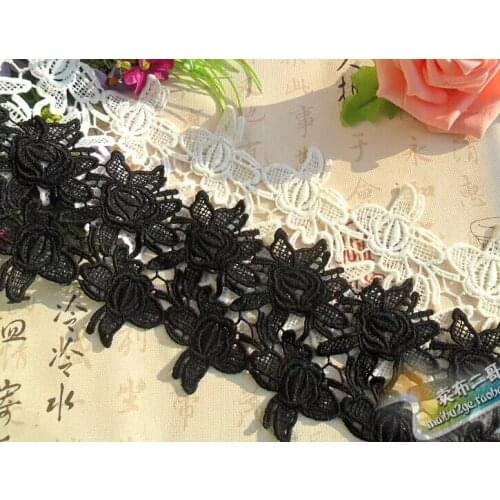 3 Meters Per Lot 10cm Width Cotton Bridal Hot Sale White Black Flower Lace Trim Patchwork Accessories Lace Free Shipment