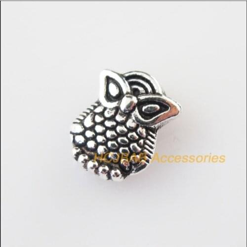 25Pcs Tibetan Silver Color Animal Owl Birds Spacer Beads Charms 8x10mm