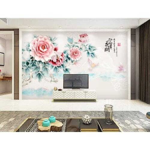 3d landscape mosaic relief three-dimensional ink landscape flower blooming rich background wall decorative painting