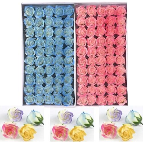 50Pcs Colorful Artificial Spray Color Soap Rose Flowers Bride Bouquet Home Wedding Decor Scrapbooking Diy Supplies Soap Flowers