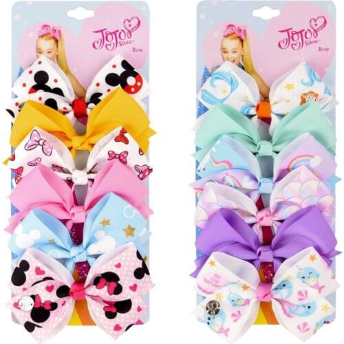 6pcs/1set 5" JoJo Siwa Clip Mermaid Scale Donut Print Hair Bows With Clips For Kids Girls Hair Accessories Hairpins 972