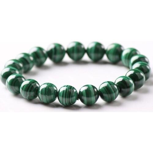 8-10mm Natural Authentic Malachite Stone Bracelets Evil Transport Round Beads For Women Men Single Lap Bracelet Drop Shipping