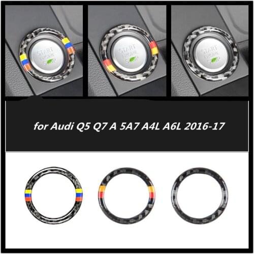 Car Styling for Audi Q5 Q7 A 5A7 A4L A6L 2016-17 Carbon Fiber Car Engine Start Stop Ignition Key Ring Sticker Car Accessories