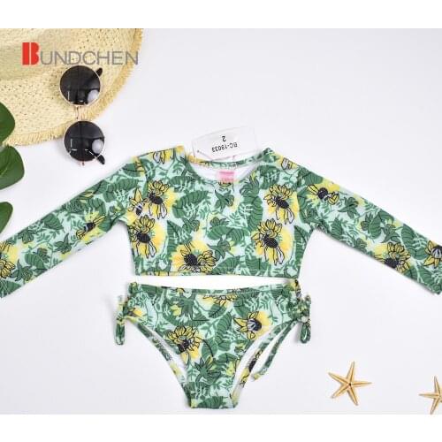 Zhejiang Bundchen Two Pieces Swimsuit Toddler Swimwear Baby Girls' Long Sleeve Swimwear 2-16 Year Old Kids Girl Bikini