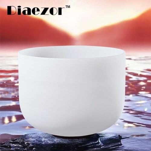 Diaezor 8 Inch CDEFGAB Note Chakra Crystal Singing Bowl Tibetan Frosted Quartz Music crucible for Meditation Sound Healing