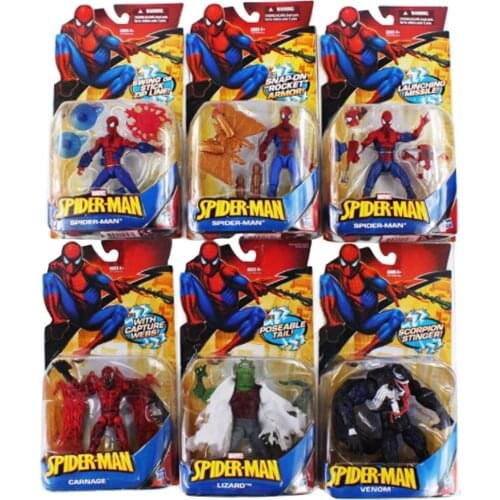 13-15cm 6 Styles Marvel Superheroes Spiderman Venom Carnage Lizard PVC Action Figure Collectible Model Toys