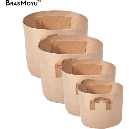 1-200 Khaki Gallon Big Plant Flower Grow Fabric Pot With Strap Handles Tan Potato Vegetable Growing Garden Flower Seeding Bag
