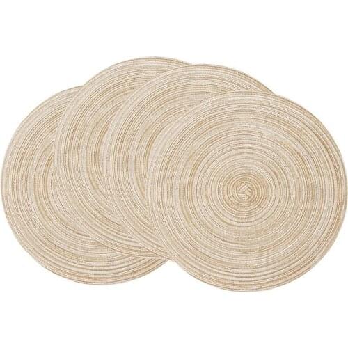 Hot YO-Round Braided Placemats Washable Kitchen Table Placemats for Home Wedding Party 36cm (Coffee Color, 4pcs)