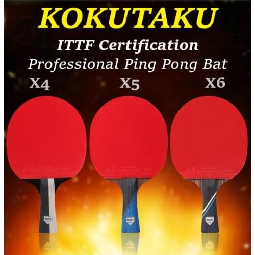 ITTF Certification Professional Table Tennis Racket 2 Pcs KOKUTAKU X4 X5 X6 Ping Pong Paddle Bat Carbon Blade Pimples-in Rubber