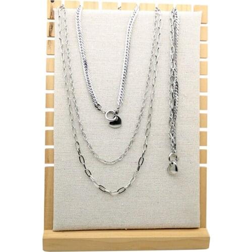 Couple Jewelry Set Heart-shaped Multilayer Cuban Link Necklace and Stainless Steel Charm Love Heart Men’s Bracelet