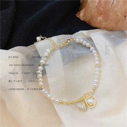 Korean Retro Natural Pearl Shell Bracelet Commuting Pearl Bracelet Fashion French Baroque Pearl Tide Bracelet