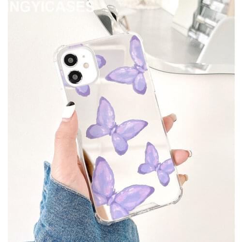 Beautiful Butterfly Phone Case for IPhone 12 Mini 11 Pro Max XR XS Max 7 8 Plus X SE 2020 Hard Acrylic Mirror Back Cover Gift