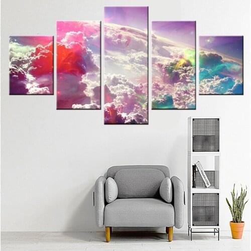 Colorful Clouds Beautiful Landscape Oil Painting Print On Canvas Best Gifts for Living Room Decor Wall Art High Quality 5 Pieces