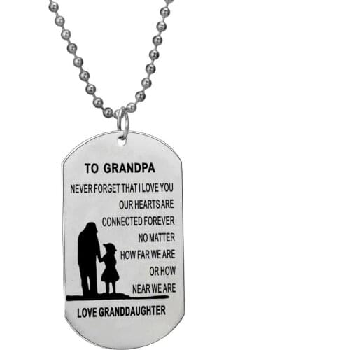 Love Letter To My Grandpa Love Granddaughter Family Stainless Steel Beaded Necklace Dog Tag Granddad Grandfather Jewelry Gift