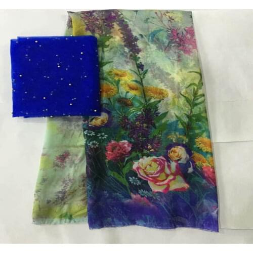 LX!Fashion High Quality African Silk Chiffon Printed Fabric For Ladies To Wear Soft And Comfortable Printed Silk Fabric! F33022