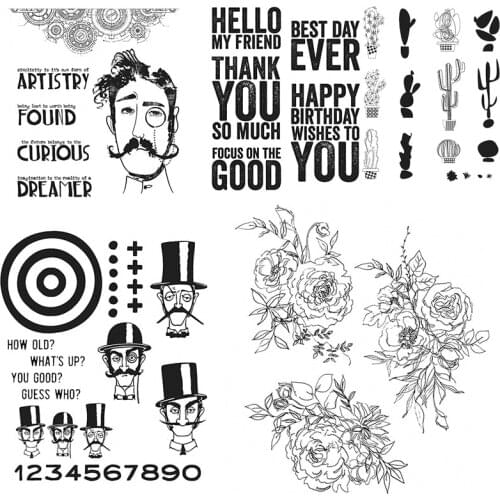 Curious Man Cactus British Soldier Best Day Ever Flowers Clear Stamp DIY Card Photo Album Making Scrapbooking Crafts Stencil