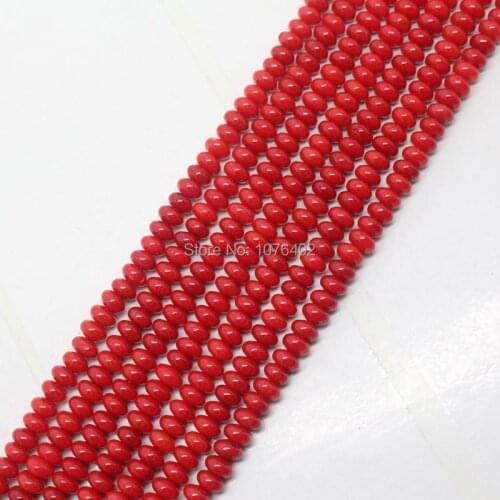 Mini. order is $7!Wholsales 132pcs, 3x7mm Red Coral Oval Saucers Loose Beads 15"