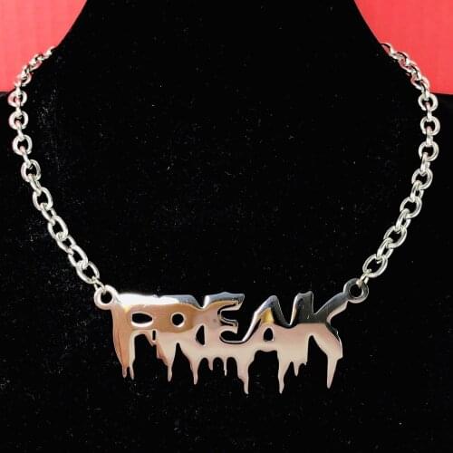 INS Modern Dark Titanium Steel Lettered Necklace Vintage Earth Cool Girls Disco Clavicle Chain Female Fashion