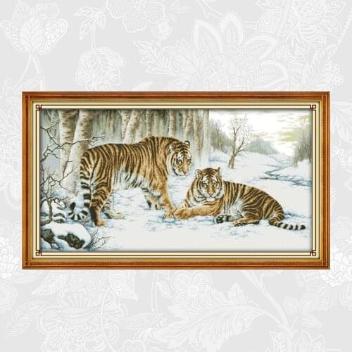 Tiger Cross Stitch kits Handwork Beginner Embroidery Sets Printed Canvas Cross-stitch Needlework 11CT 14CT Home Decoration