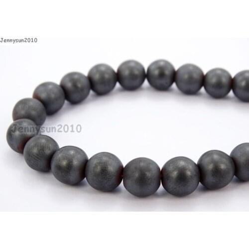 Natural Matte Black Hematite 10mm Frosted Gems stones Round Ball Loose Spacer Beads 15'' 5 Strands/ Pack
