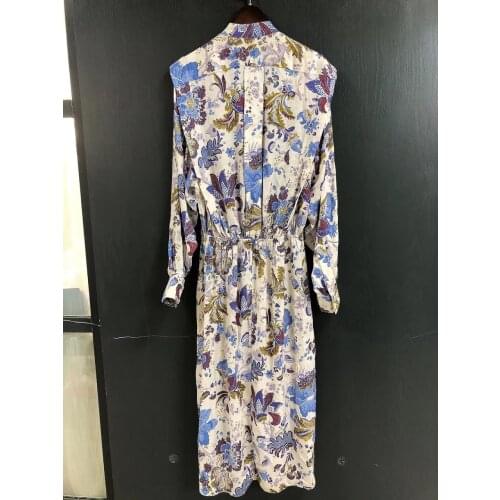 2021 Women Dress New Beautiful Long Sleeve Floral Printed Midi Dress