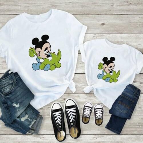 Matching Family T Shirt Mickey Minnie Kawaii Disney Cartoon Printed Baby Boys Baby Girls Tshirts Harajuku Family Outfits Clothes