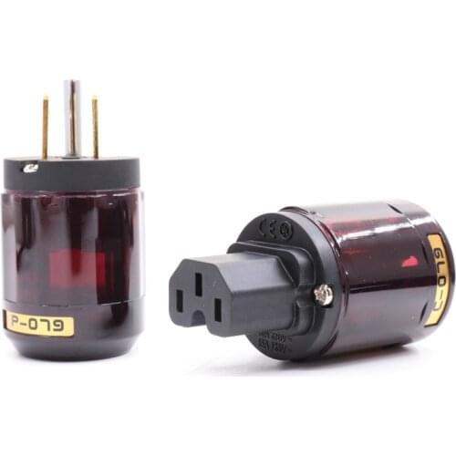 One pair P-079 Gold Plated US Power plug + C-079 IEC Connector For audio DIY power cable