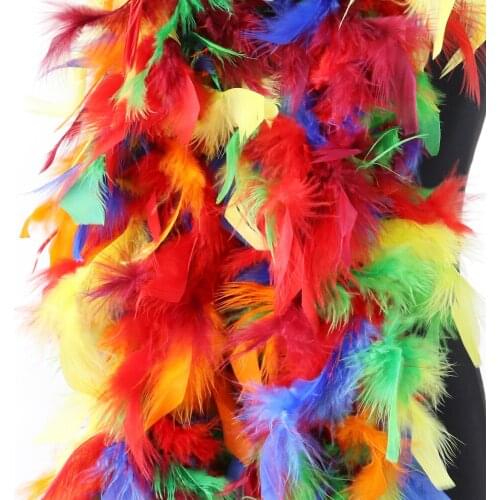 Rainbow Turkey Feather Boas 2 Meter White Shawl Wedding Dresses Party Decorative Scarf In Ribbon Wholesale Customized Color