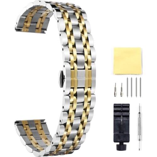 BINLUN Watch Strap 12mm 14mm 16mm 17mm 18mm 19mm 20mm 21mm 22mm 23mm 24mm Waterproof Sports Watch Band Comfortable 7 Joint Strap